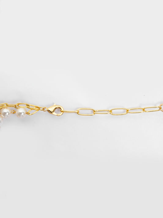 Basraa Turquoise & Pearl Layered Necklace with Golden Charms