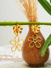Golden Bloom Floral Drop Earrings – 18K Gold Plated Statement Jewelry