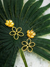 Golden Bloom Floral Drop Earrings – 18K Gold Plated Statement Jewelry