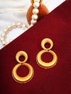 Dual Circle Textured Gold-Plated Statement Earrings – Basraa Luxe Edition