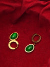 Emerald Green Aura Drop Earrings – 18K Gold-Plated Stone Dangles