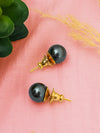 Basraa Golden Black Pearl Stud Earrings