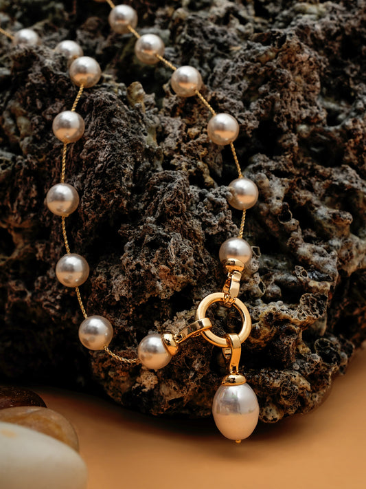 Basraa Classic Pearl Drop Necklace Set