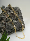 Basraa Pearl Link Chain Necklace – 18K Gold-Plated Modern Luxury