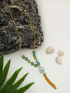 Aqua Green Agate Tassel Necklace – Gold-Plated Chain Statement Jewelry by Basraa