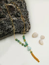 Aqua Green Agate Tassel Necklace – Gold-Plated Chain Statement Jewelry by Basraa