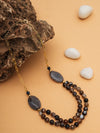 Dual-Layer Brown Agate Beaded Necklace with Smoky Quartz Accents – Basraa Natural Stone Collection