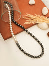 Dual-Tone Elegance Pearl Necklace – Black & White Harmony