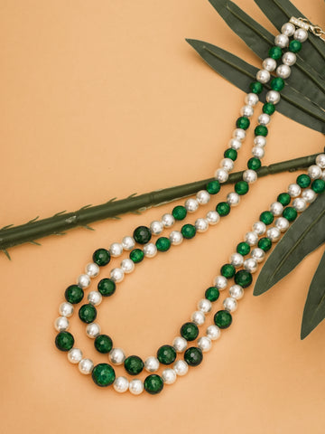 Basraa Jade Radiance Dual-Layer Pearl Necklace