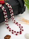 Basraa Ruby Red Jade Radiance Dual-Layer Pearl Necklace