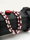 Basraa Ruby Red Jade Radiance Dual-Layer Pearl Necklace