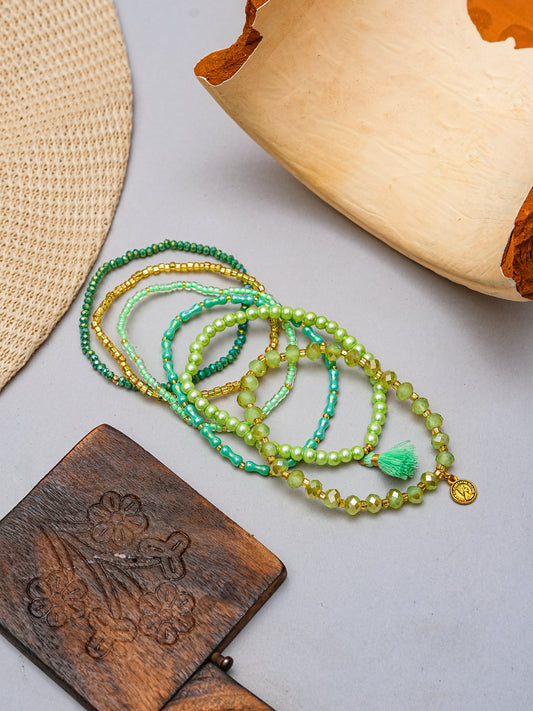 Meadow Mint Beaded Bracelet Set